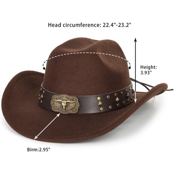 Western Felt Cowboy Hat Unisex Wide Brim Cotton Polyester Adjustable main image 4
